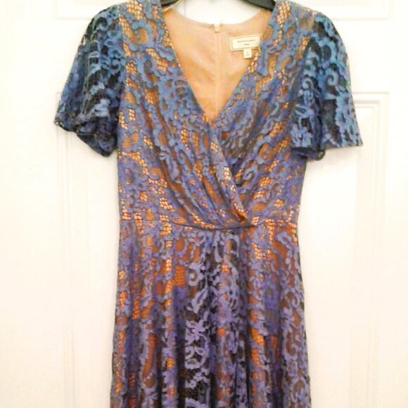 dress- Anthropologie Moulinette Soeurs Genevieve Dress Size 0/XS Blue Lace - Picture 5 of 9